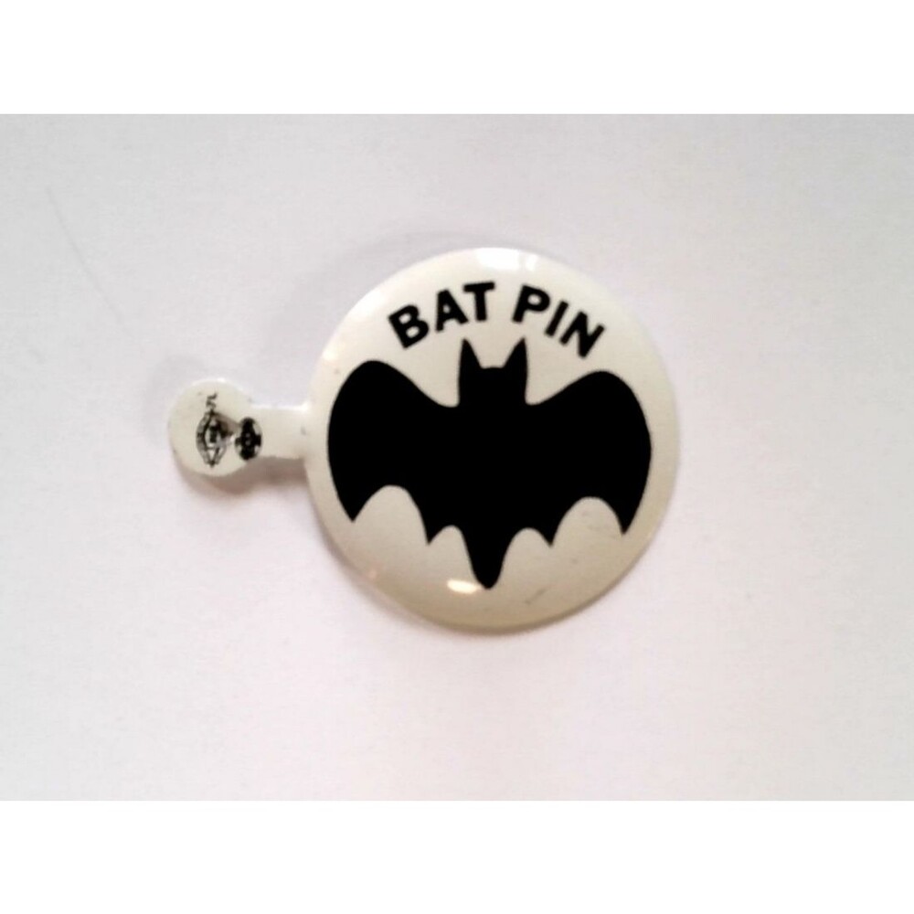 Bat Pin Batman Pin Pinback Lapel Vintage Tin Superhero Badge Metal Lithograph